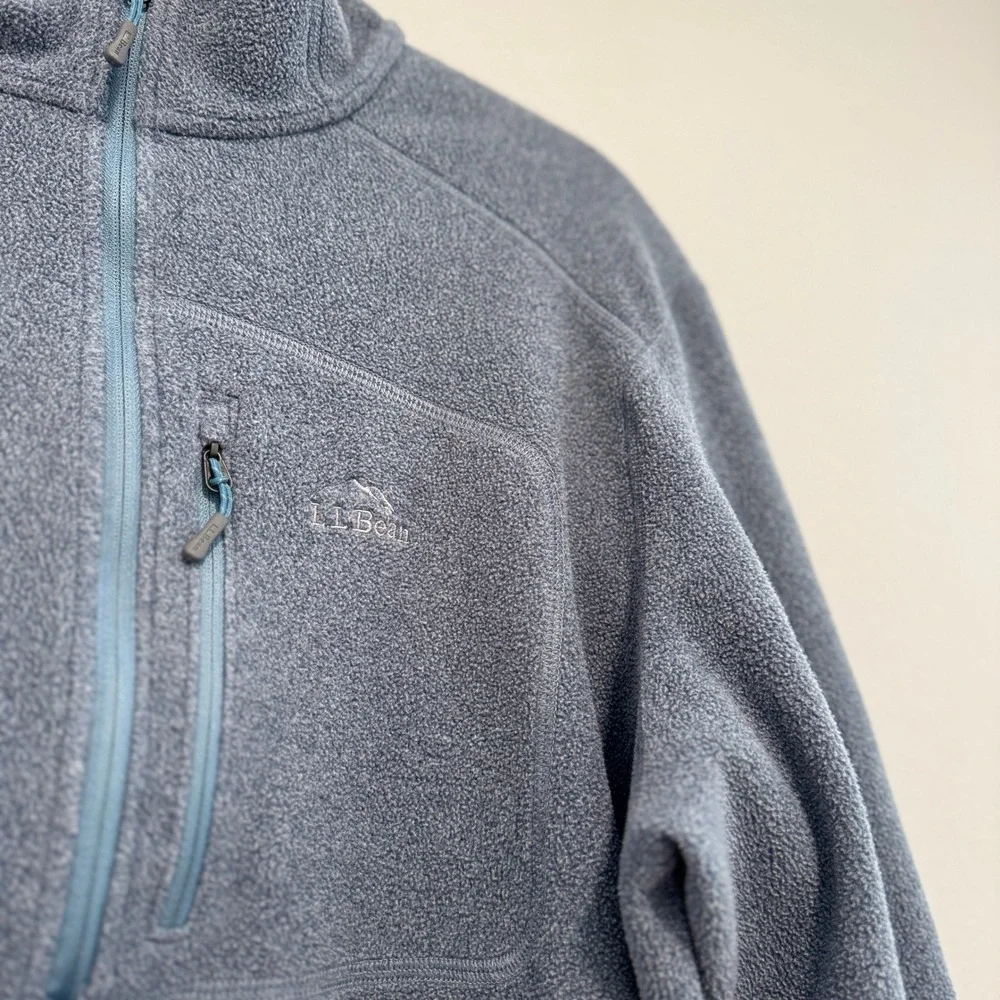 LL‎ Bean Trail Fleece Quarter Zip Pullover Lightweight Sweater L Gray Outdoor